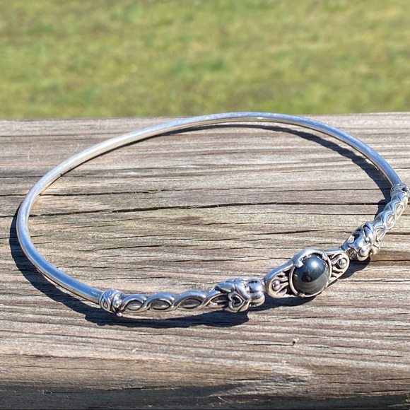 Celtic Lion Torc Necklace .925 Sterling Silver w/ genuine Hematite gem USA - Picture 3 of 15